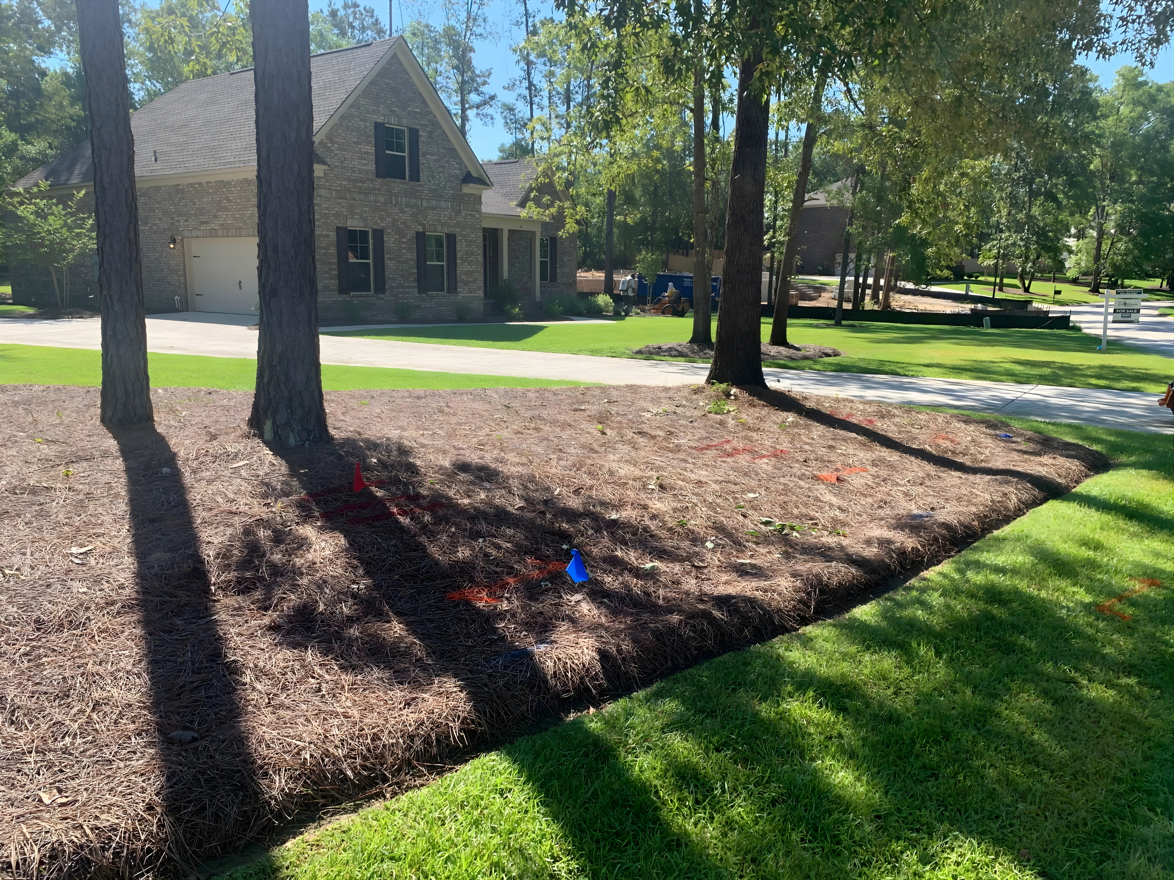 Pine Straw Bed Installation